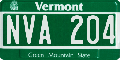 VT license plate NVA204