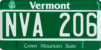 VT license plate NVA206