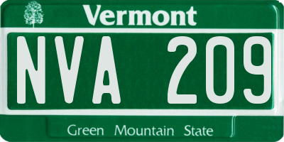 VT license plate NVA209