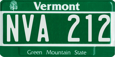 VT license plate NVA212
