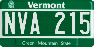 VT license plate NVA215