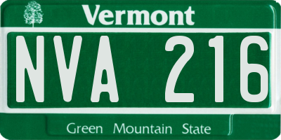 VT license plate NVA216