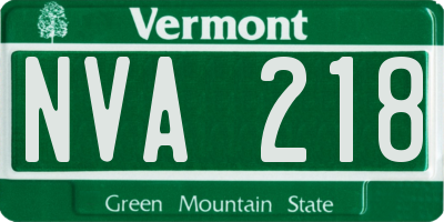VT license plate NVA218