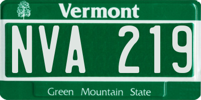 VT license plate NVA219
