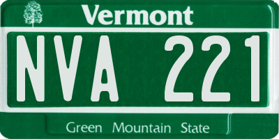 VT license plate NVA221