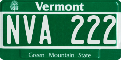 VT license plate NVA222