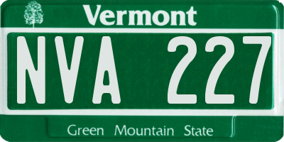 VT license plate NVA227