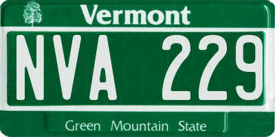 VT license plate NVA229