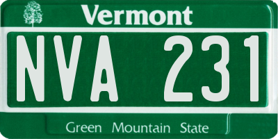 VT license plate NVA231