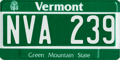 VT license plate NVA239