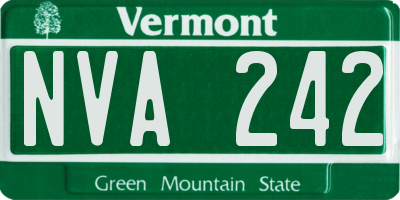 VT license plate NVA242