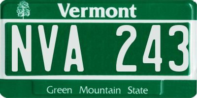 VT license plate NVA243