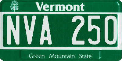 VT license plate NVA250