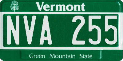 VT license plate NVA255