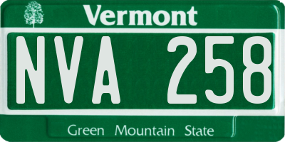 VT license plate NVA258