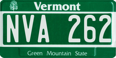 VT license plate NVA262