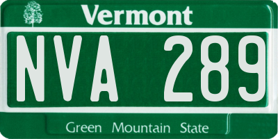 VT license plate NVA289