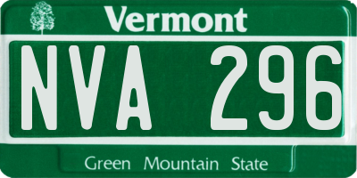 VT license plate NVA296
