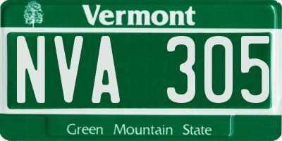 VT license plate NVA305