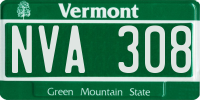 VT license plate NVA308