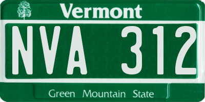 VT license plate NVA312