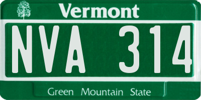 VT license plate NVA314