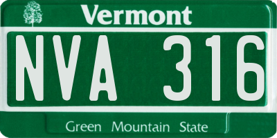 VT license plate NVA316