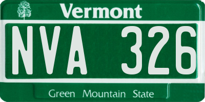 VT license plate NVA326