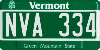 VT license plate NVA334