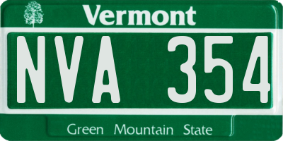 VT license plate NVA354