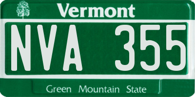 VT license plate NVA355