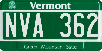 VT license plate NVA362