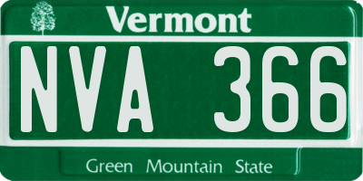 VT license plate NVA366