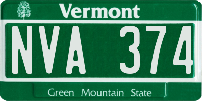 VT license plate NVA374