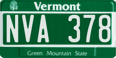 VT license plate NVA378