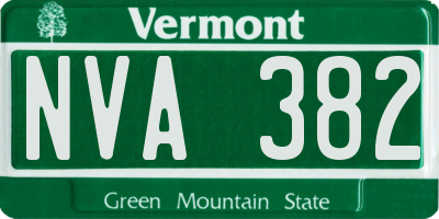 VT license plate NVA382
