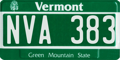 VT license plate NVA383