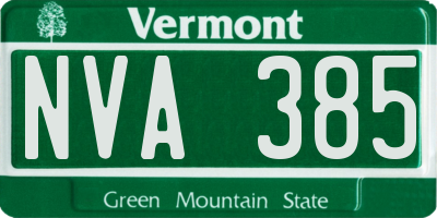 VT license plate NVA385