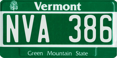 VT license plate NVA386