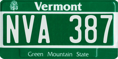 VT license plate NVA387
