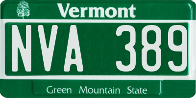 VT license plate NVA389