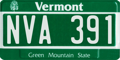 VT license plate NVA391