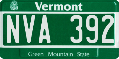 VT license plate NVA392