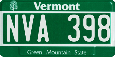 VT license plate NVA398