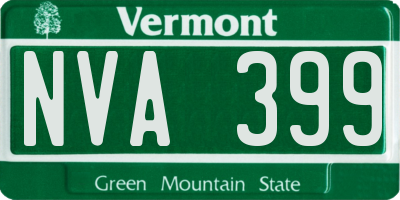 VT license plate NVA399