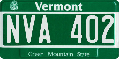 VT license plate NVA402