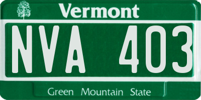 VT license plate NVA403