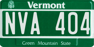VT license plate NVA404