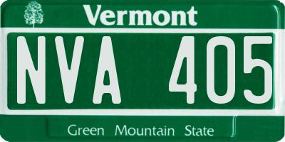 VT license plate NVA405