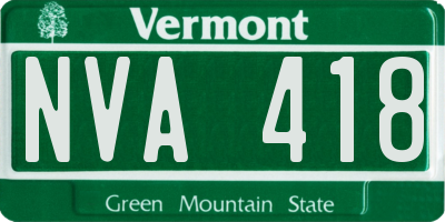 VT license plate NVA418